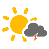 Nubes dispersas con posibles tormentas